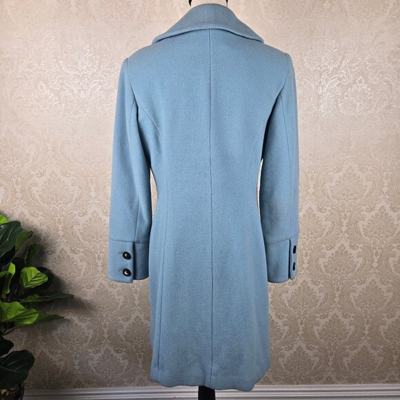 Macintosh New England Size 10 Light Blue Wool Coat Button Front Peter Pan Collar - Picture 6 of 12